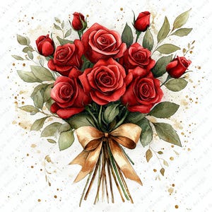 Rose Bouquet Clipart, 10 JPG di alta qualità, Bouquet da sposa, Rose rosse, Bellissimi fiori Download digitale, Kit diario spazzatura