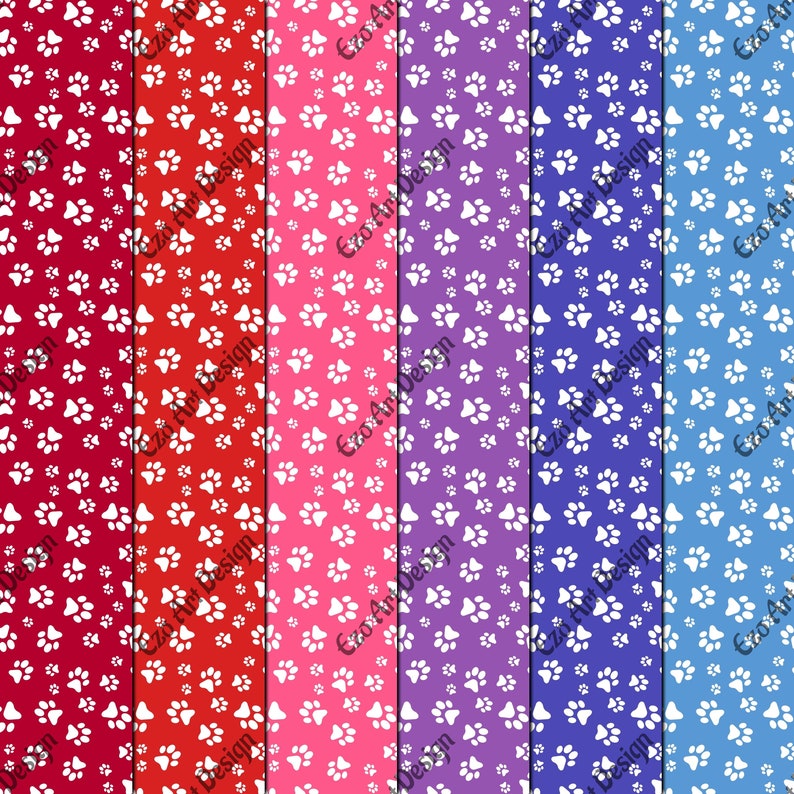 Paw Print Confetti Digital Paper Pack 24 Papers Scrapbook Papers ...