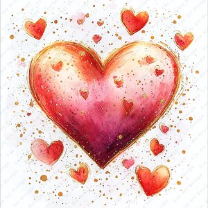 Watercolor Heart Clipart, Valentine's Day Graphics (digital Download ...