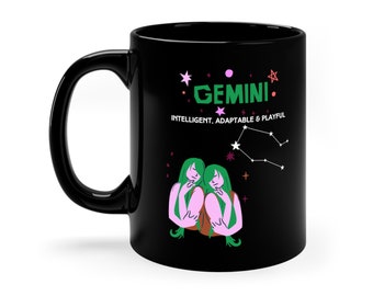 Gemini Zodiac Mug | Astrology Coffee Cup | Gemini Birthday Gift | May June Horoscope Mug | Twin Sign Celestial Mug | Gemini Astrology Gift