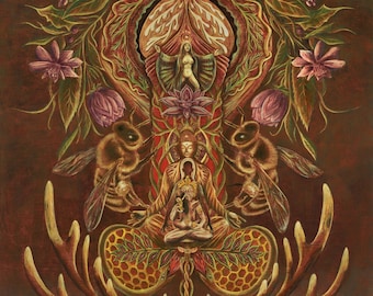 Honouring the Masculine A3 Print by Clive Hedger - Visionary art - shamanic psychedelic poster print