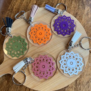 Mandala round keychain, backpack tag, luggage tag, party favor