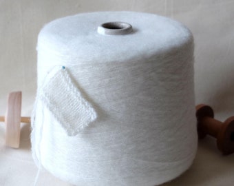 Fluffy Cashmere Silk 75/25 Luxurious Soft Brushed Yarn 1/12 Lace Weight Light White for Hand Dyeing Knitting and Crochet