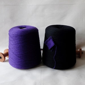 Cariaggi Fleece 100% italienisches luxuriöses Kaschmirgarn 2/12 schwarz edles lila Fingering für Handstricken und Häkeln