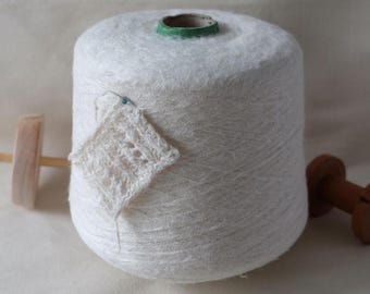 Italian GTI Linen Silk Brushed Art Yarn Off White 1/3 Fingering Weight Yarn for Hand Knitting and Crochet
