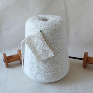 Zegna Baruffa Botto Paola Silk Cashmere Boucle Art Yarn 1/3.3 Italian Sport Weight Ivory White for Hand Knitting and Crochet