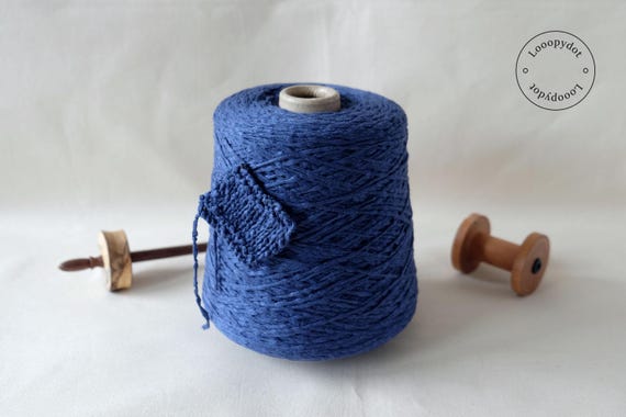 Italian Loro Piana 50/50 Cotton Silk Slub Yarn Royal Blue 1/2.3 DK Weight Yarn for Hand Knitting and Crochet