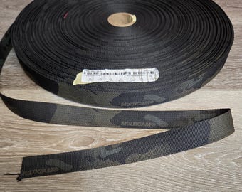 Cinta de nailon 55301 teñido en solución negra Multicam de 1" que cumple con las especificaciones militares Berry