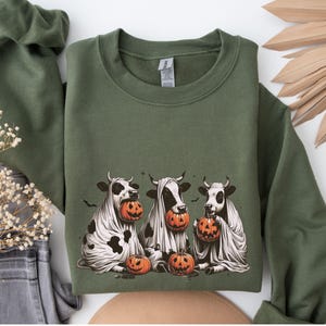 Ghost Cows Sweatshirt, Cows Halloween Sweatshirt, Halloween Ghost Cows Sweatshirt, Spooky Cows Halloween Gifts, Cow Lovers Halloween Gift