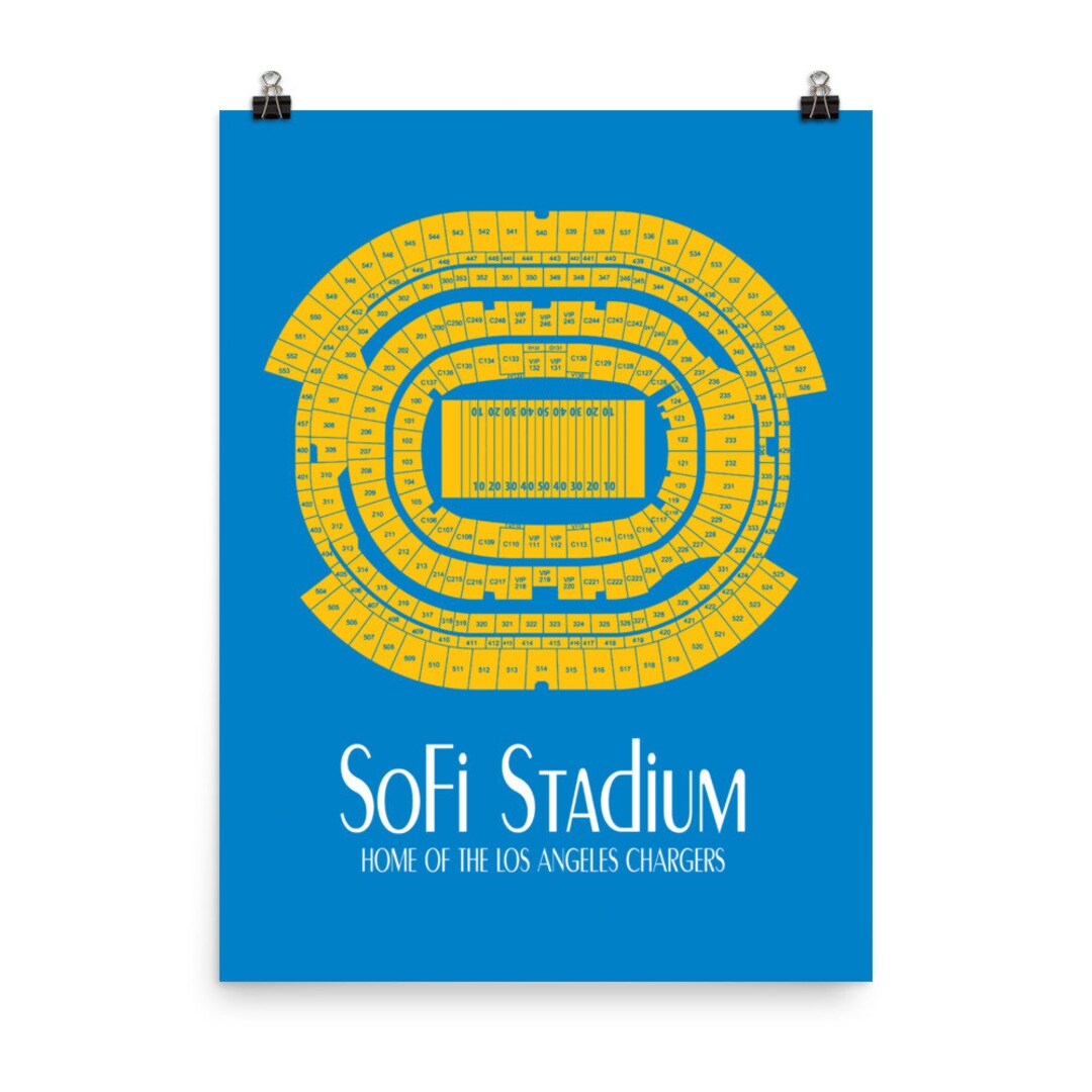 Los Angeles Chargers Sofi Stadium Seating Chart Poster. NFL Etsy