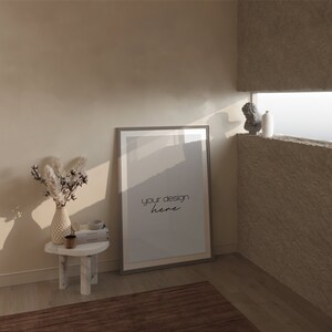 Frame Interior Mockup, 5x7 Vertical Frame Mockup in home interior, Minimalist Single Frame Mockup for prints
