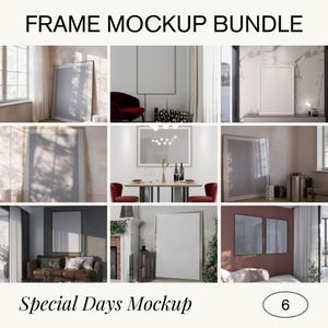 Bundle Elegant Gallery Wall Mockup | Christmas Mockup l Valentines Day Mockup l Boho Style Frame Scene | Interior Poster Mockup for Artists