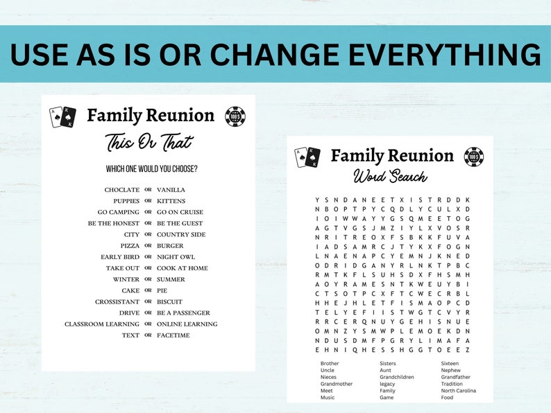 Family Reunion Family Reunion Games Printable Family - Etsy