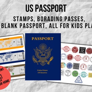 Travel Pretend Play Printable | Kids Activities |  Dramatic play | Kids Educational Activity | Educational Toys , US Passport Template