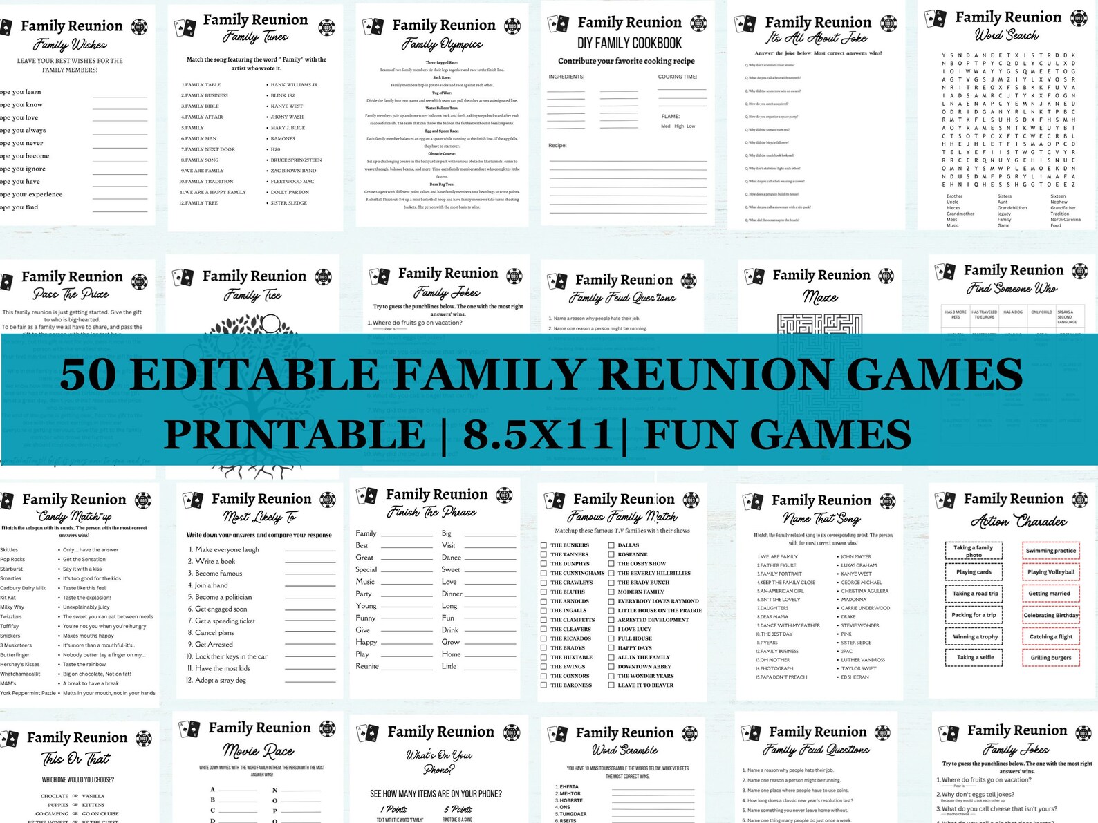Family Reunion Family Reunion Games Printable Family Etsy
