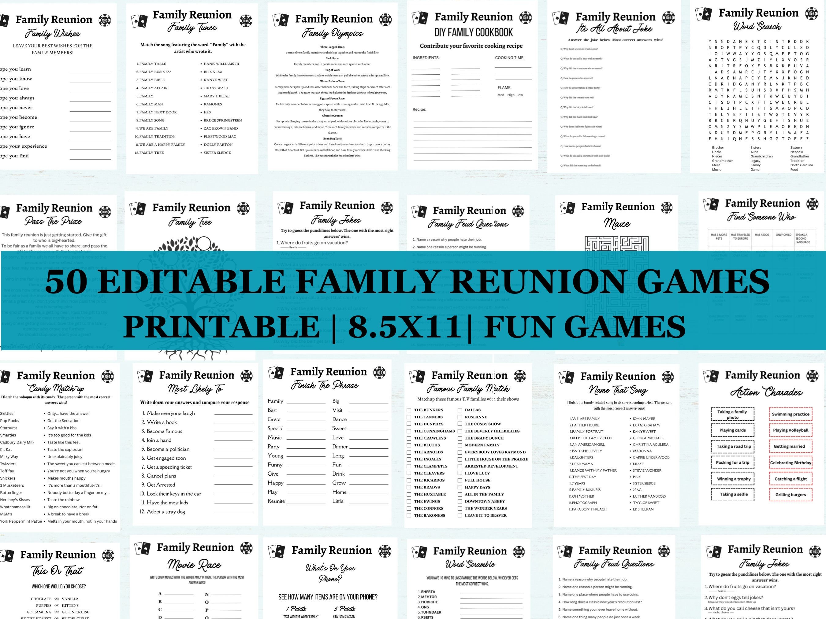 Family Reunion Family Reunion Games Printable Family - Etsy