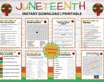 Juneteenth Games | Juneteenth Game Bundle | Trivia Game Juneteenth | Party Game | Juneteenth Activity Juneteenth Quiz  | Black History Bingo