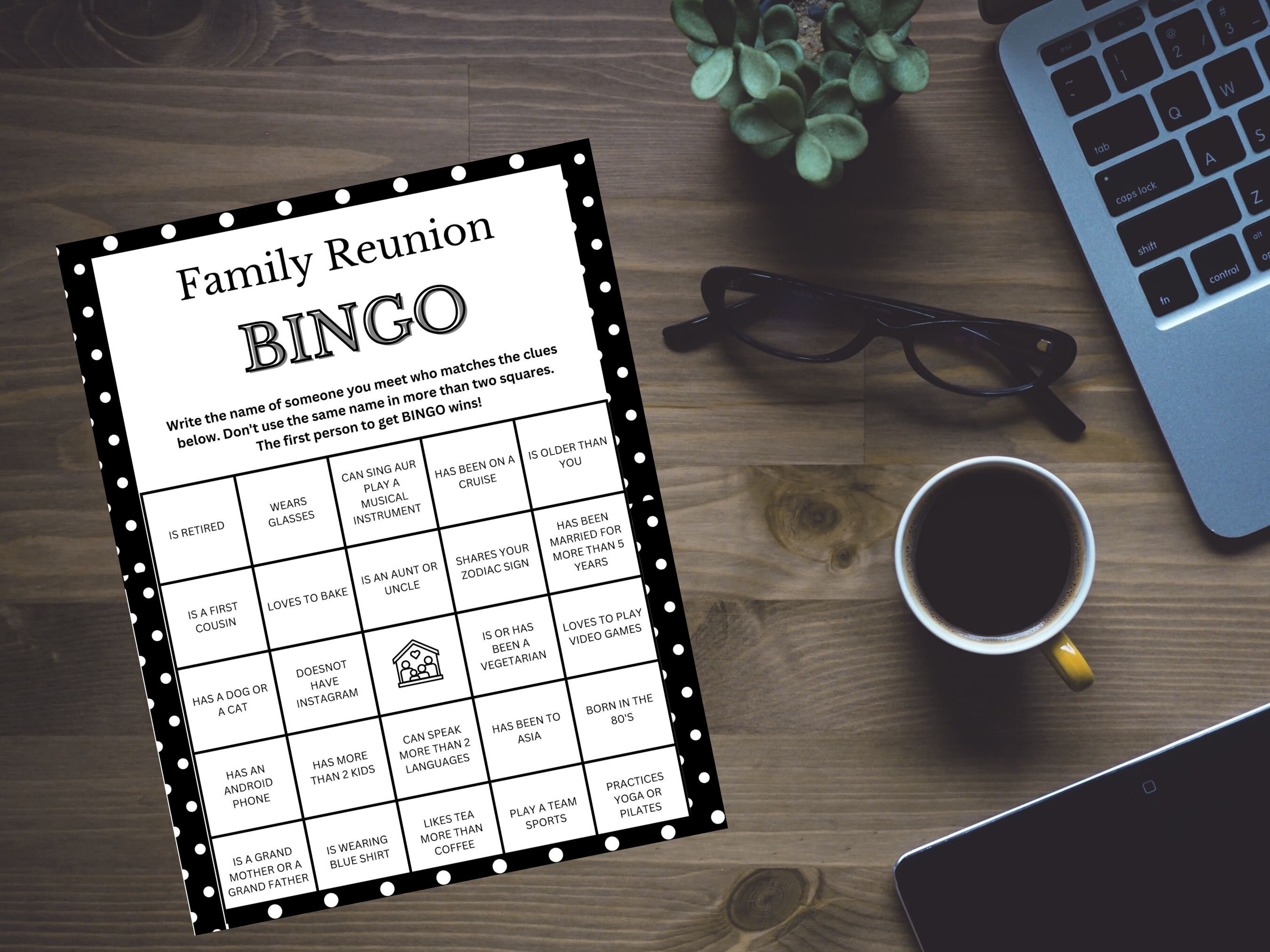 Family Reunion Bingo Family Reunion Family Reunion Games Etsy