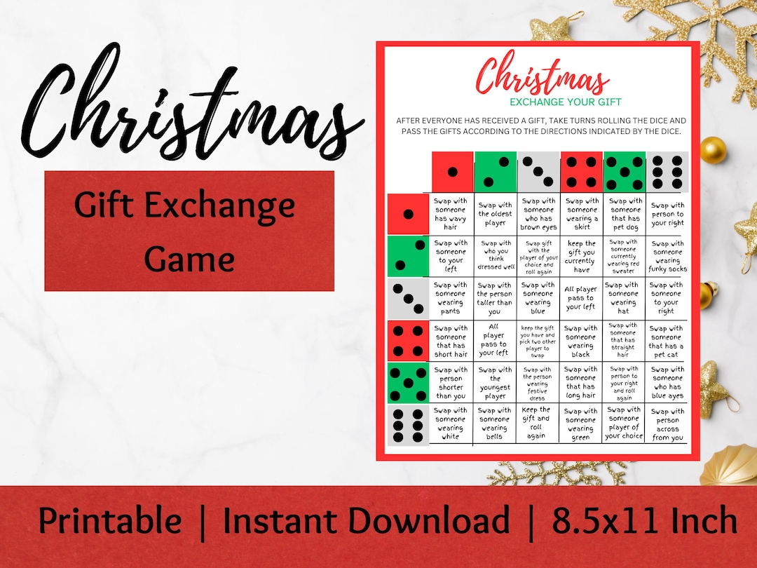 Christmas Gift Exchange Dice Game Christmas Party Games Christmas Pass