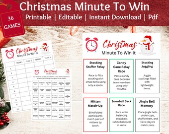 Christmas Minute to Win It Games Printable Christmas Party Games ...