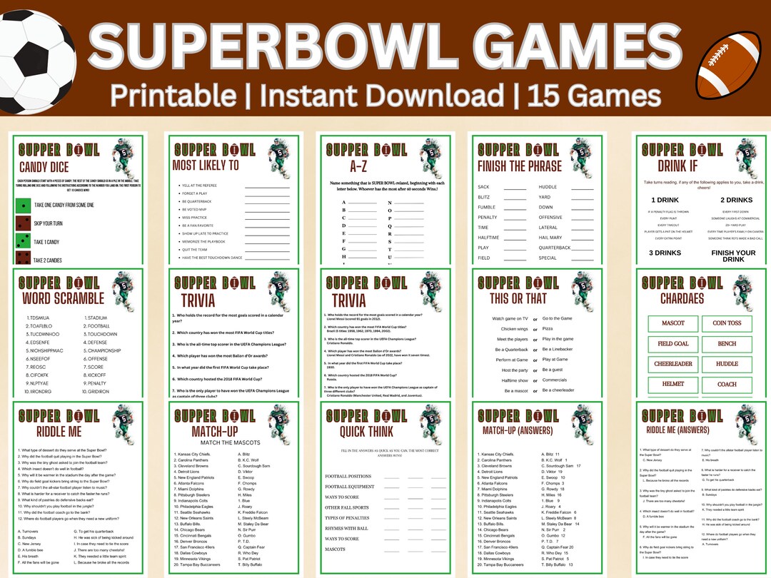 Super Bowl Games Football Party Games, , Super Bowl Svg, Super Bowl