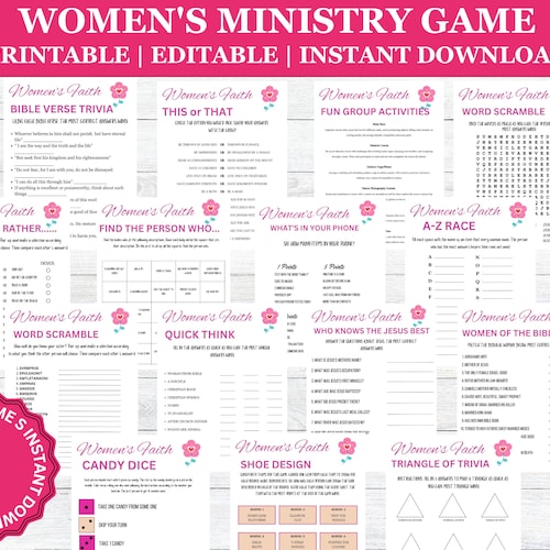 Jeu Ministère des Femmes | Jeu imprimable | Jeux amusants | Jeu biblique | Jeux Chrétiens | Étude biblique | Jeux de la femme