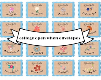 75 Open When Envelopes For College Students | Open When Letters College | College Care Package | Open When Cards | Open When College Digital