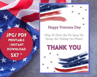 Veteran Greeting Card | Veterans Digital Cards | Veterans Day Gift Memorial day |  Thank you Card | Gift for Veteran | Veteran Gift |5X7"