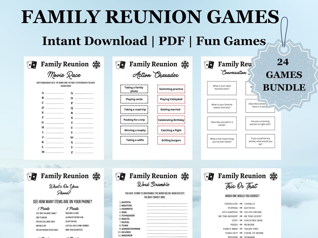 Family Reunion Games Printable Reunion Family Games - Etsy