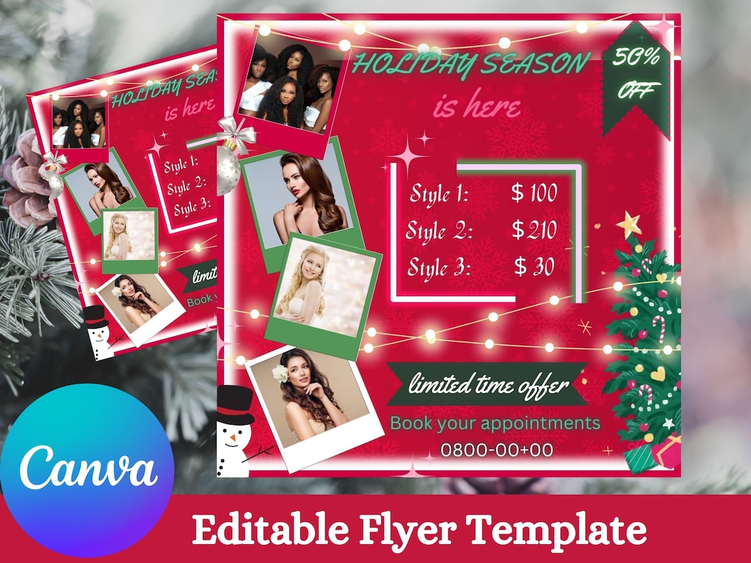 Editable Christmas Flyer Hair Flyer Template Black Friday Flyer event