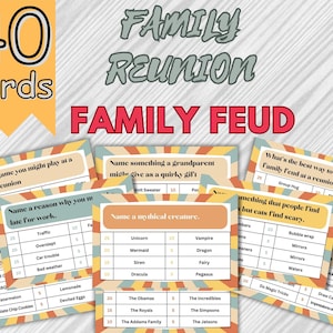 Family Reunion Friendly Feud, Family Reunion Games Printable, Family Reunion Activities, Family Game Night, Family Quiz, Games For Reunion