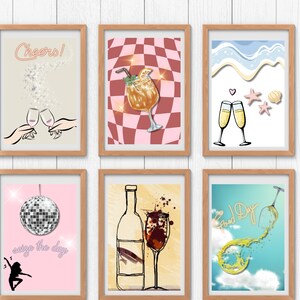 Set of 6 Bar Cart Prints | Bar Cart Art | Bar Cart Decor | Bar Cart Accessories | Cocktail Wall Art | Classic Alcohol Prints | PRINTABLES