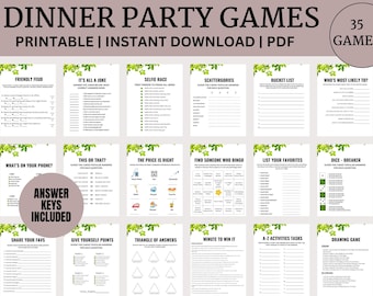 Printable Dinner Party Games |Icebreaker Ladies Night Games |Dinner Table Games| Family Game Night | Family Reunion Games | Icebreaker Games