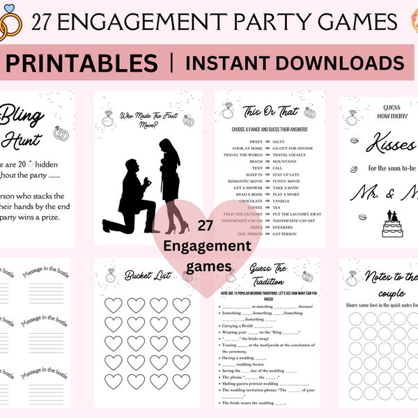 Engagement Party Games | Engagement Party Ideas | Couples Games | Couple Shower Games | Engagement Games | Party Games Printable Party Ideas