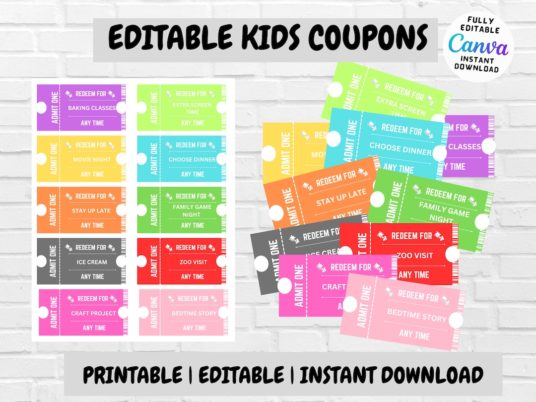 Printable Kids Coupons Kids Reward Coupon Kids Reward Template