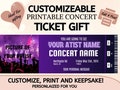 Customizable Concert Ticket Stub | Ticket Keepsake | Custom Movie Ticket Memorabilia | Memory Box Ideas | Memorial Gift | Printable Keepsake