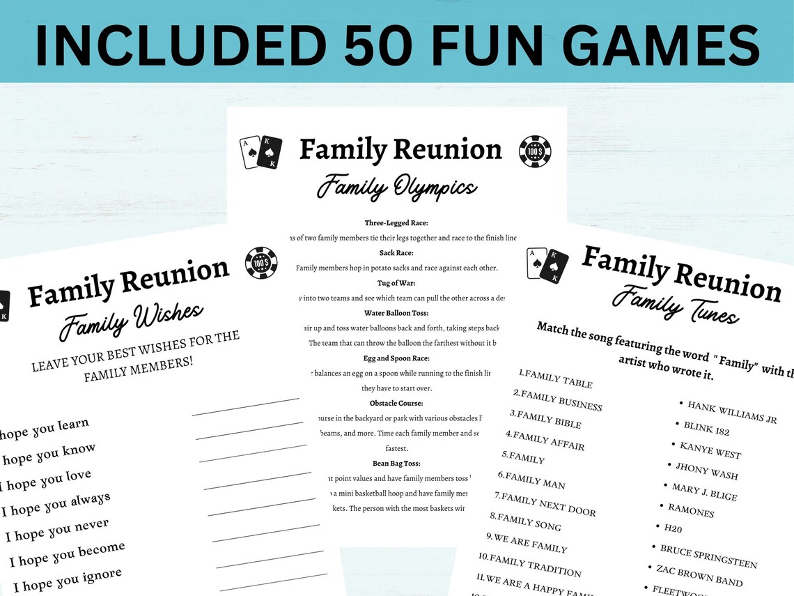 Family Reunion Family Reunion Games Printable Family - Etsy