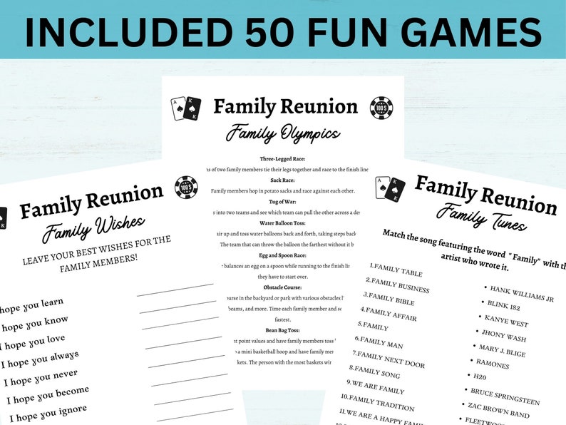 Family Reunion Family Reunion Games Printable Family - Etsy