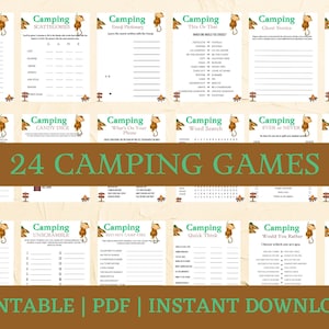 Camping Games | Camping Games Kids Families Adults | Camping Games Printable | Camping Activities | Camping Scavenger Hunt | Campfire Games