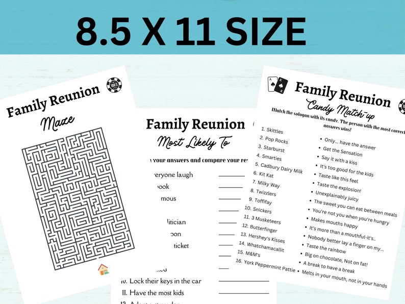 Family Reunion Family Reunion Games Printable Family - Etsy