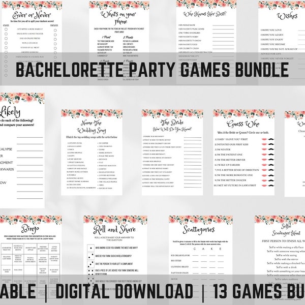 Clean Bachelorette Games Bundle, Bachelorette Party Games Modern Minimalist Bachelorette, Bachelorette Printable