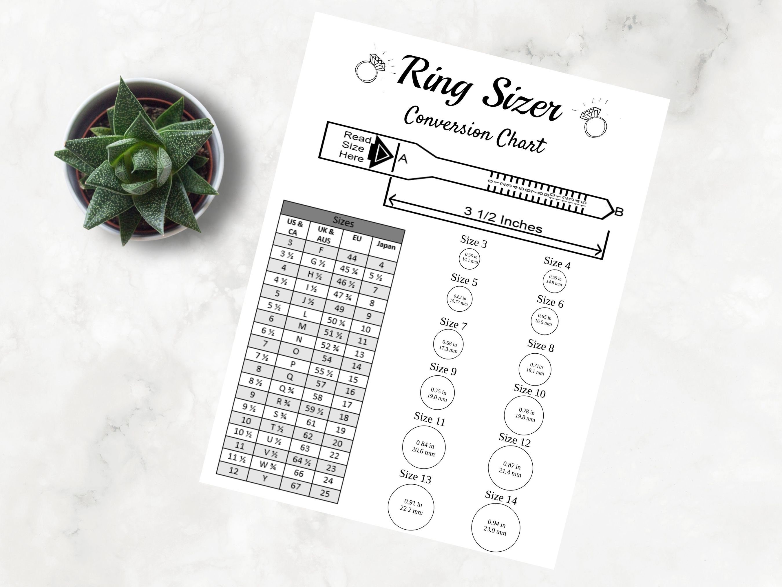Printable Ring Sizer Accurate Ring Size Finder Measuring Tool