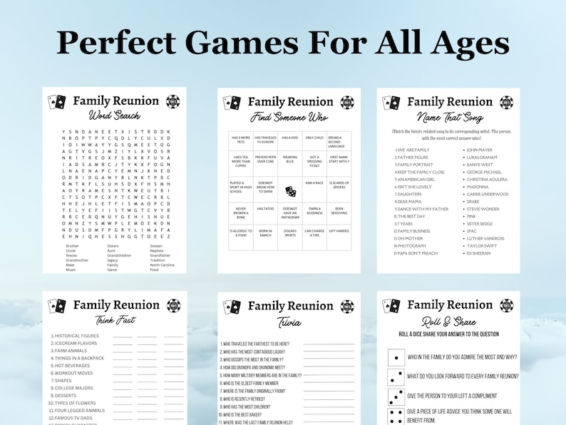 Family Reunion Family Reunion Games Printable Family - Etsy