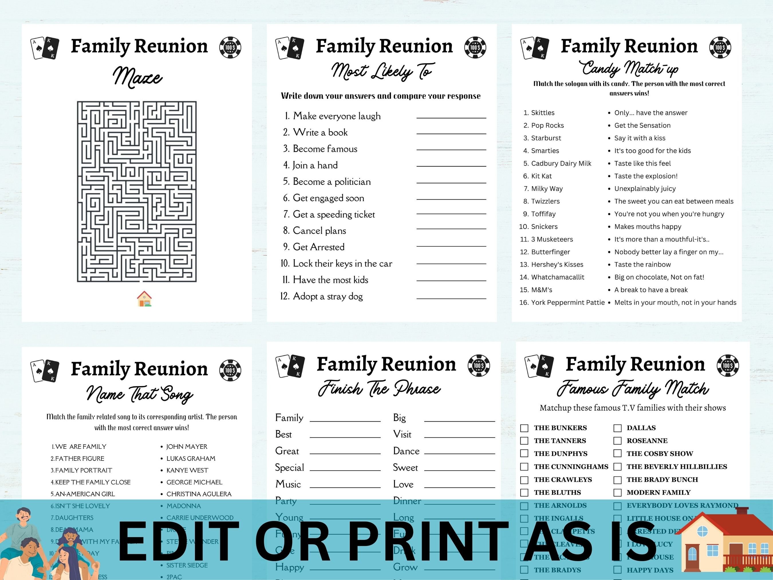 Family Reunion Family Reunion Games Printable Family - Etsy