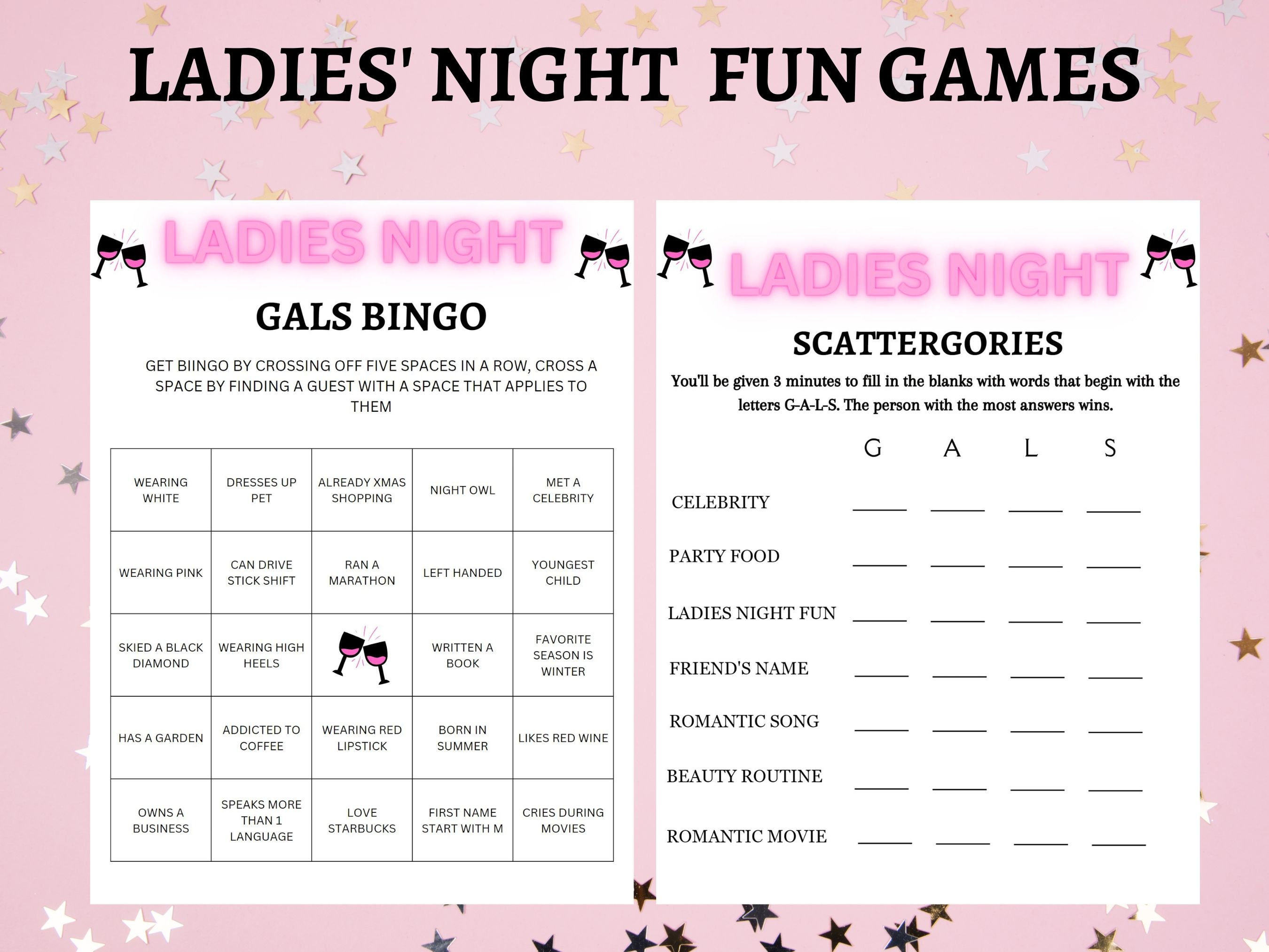 Ladies Night Games Ladies Night Printable Games Girls Night Etsy