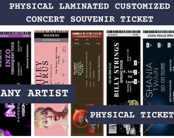 Customized Physical Laminated Concert Ticket Stub | Ticket Keepsake | Custom Movie Ticket Memorabilia | Memory Box Ideas | Memorial Gift