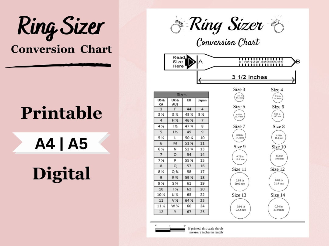 Ring Sizer l Ring Gauge l Ring Measure with Conversion Chart – Amy