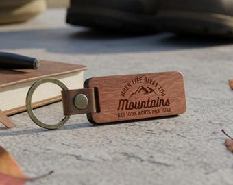 Custom Rosewood Adventure Keychain - Personalized Laser Engraved Travel Keychain