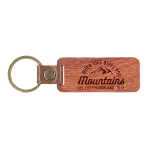 Custom Rosewood Adventure Keychain - Personalized Laser Engraved Travel Keychain