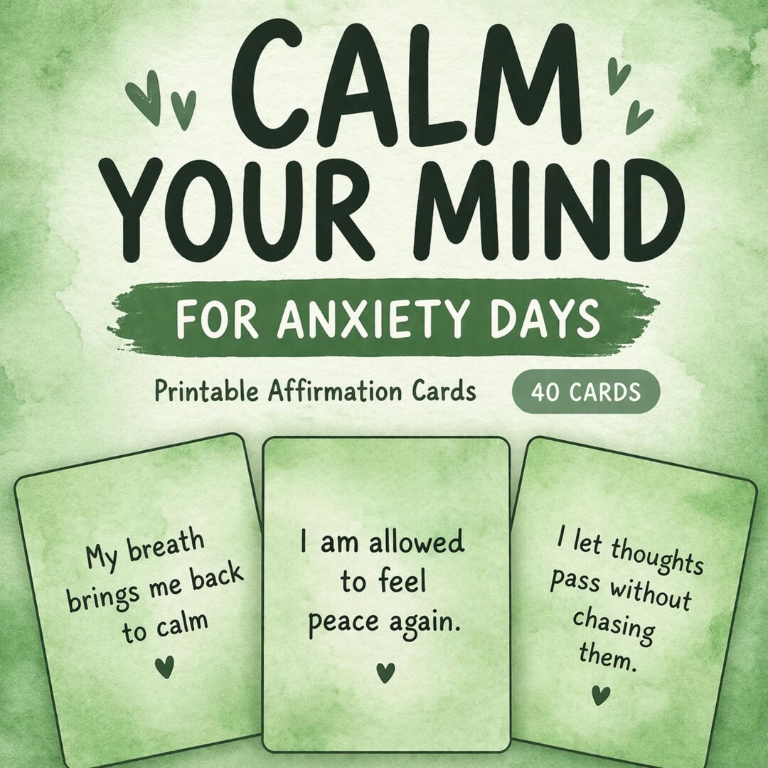 Anxiety Relief Affirmation Cards | Calm Mind, Stress Relief (digital ...